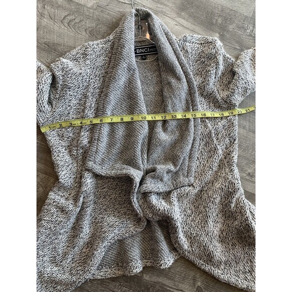 BNCI by Blanc Noir Women's Drape Open Front Shawl Collar Cardigan - Gray - Small - Picture 10 of 11